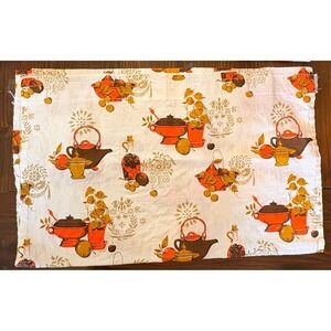 Homemade Vintage Set Of Kitchen Curtains 2 Pieces Orange & Brown Very 70's